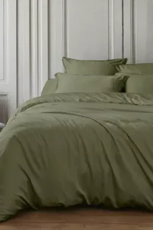 A Buon Prezzo Copripiumino in satin di bambù (140 x 200 cm) Sienna Verde rosmarino