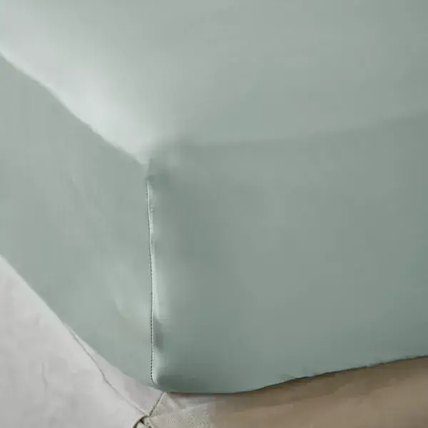 Lenzuolo sotto con angoli in raso di bambù (90 x 200 cm) Sienna Verde eucalipto Scelto Dai Clienti