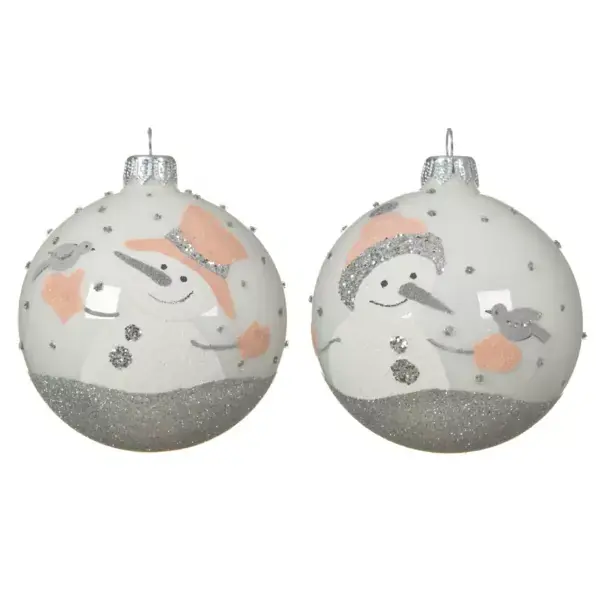 Nuova Collezione Set di 6 palline di Natale di vetro (D80 mm) Federico Bianco