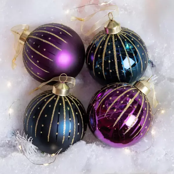Confezione di 12 palline di Natale (D80 mm) in vetro Tala Viola Soddisfatti O Rimborsati
