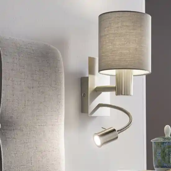 Applique grigio per comodino camera da letto moderna con luce da lettura orientabile eglo pasteri A Buon Prezzo