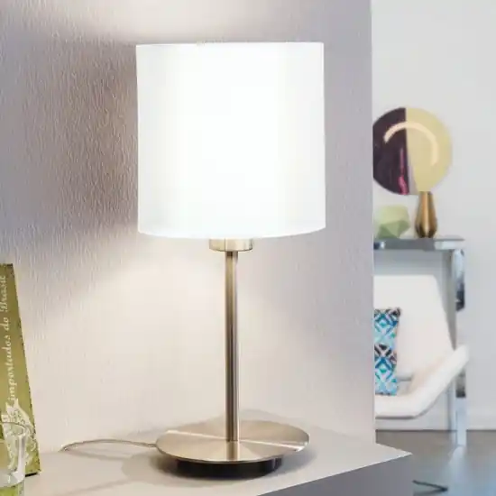 Professionale Abat-jour lampada da comodino paralume tessuto bianco eglo pasteri