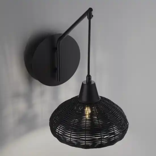 Applique da comodino in rattan nero per camera da letto Più Venduto