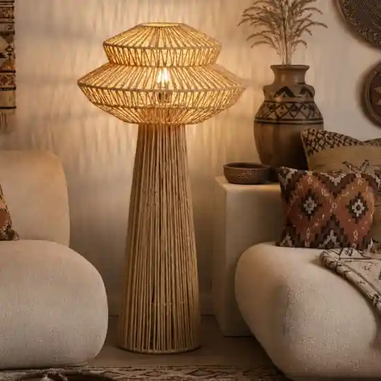 Piantana di rattan design intrecciato per soggiorno Prezzo Conveniente