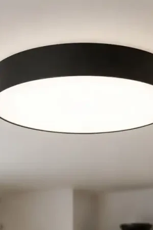 A Buon Prezzo Plafoniera cilindro di tessuto nero 78 cm per soggiorno moderno