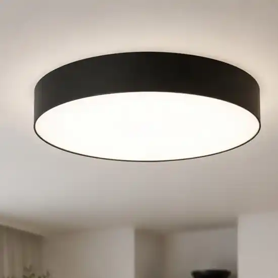 A Buon Prezzo Plafoniera cilindro di tessuto nero 78 cm per soggiorno moderno