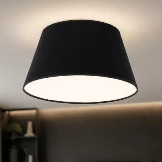 Compra Online Plafoniera per camera da letto cono di tessuto nero 38 cm