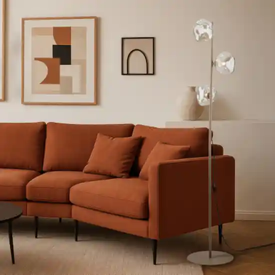 Piantana lampada da terra tortora vetri cognac per soggiorno moderno Non Perdere