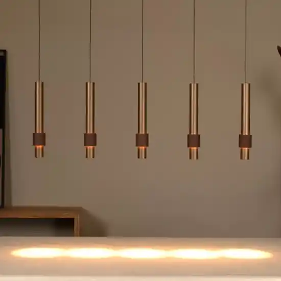 A Buon Prezzo Lampadario 5 luci a sospensione caffe oro per ala da pranzo moderna 21w 2700k