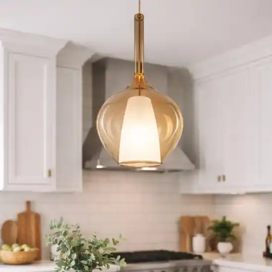 Kalique sp1-1 d28 ideal lux lampada a sospensione vetro ambra per cucina Promo Stagionale