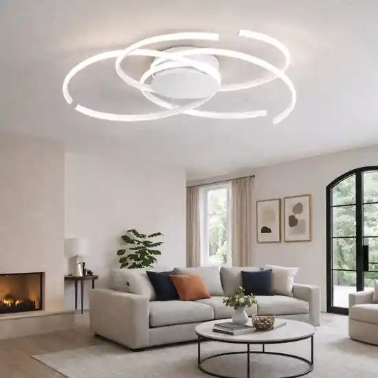 Plafoniera moderna ondaluce soffira bianca led 80w 3000k dimmerabile Reso Gratuito
