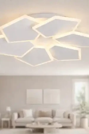 A Buon Prezzo Plafoniera moderna esagoni bianca con telecomando per camera da letto 34w 4000k