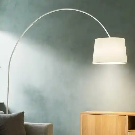 Dorsale mpt1 lampada ad arco moderna bianca stelo squadrato Saldi