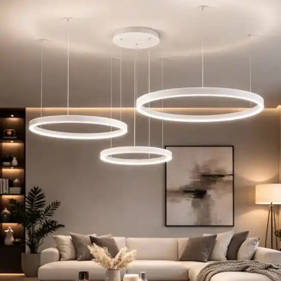 Lampadario moderno 3 cerchi bianchi led 3000k criseide gea luce Occasione
