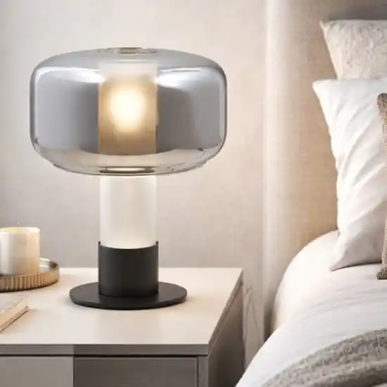Saldi Lampada da comodino vetro fume moderna fabas luce flick