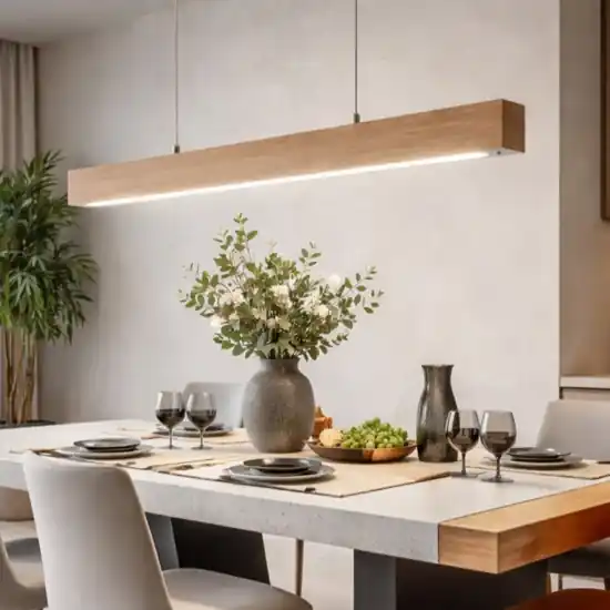 Subito Disponibile Lampadario a sospensione badia in legno per tavolo fabas luce 43w 3000k