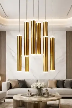 Pagamento Sicuro Lampadario pendenti cilindri oro a sospensione fabas luce prado
