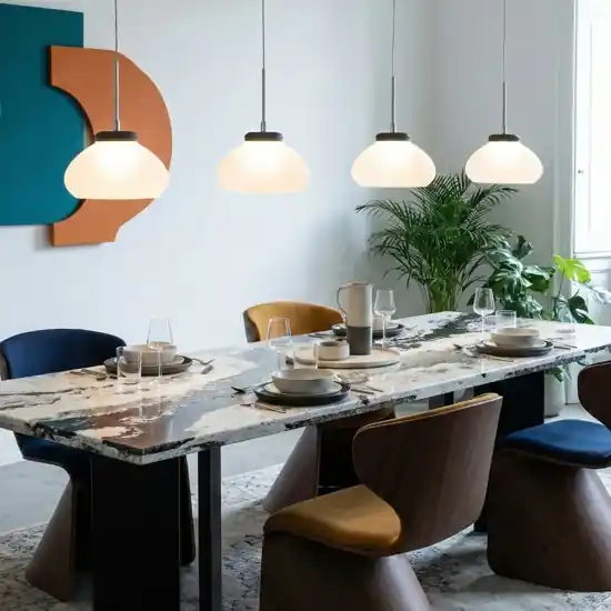 Lampadario con pendenti in vetro per tavolo fabas luce arabella 32w 3000k Non Perdere