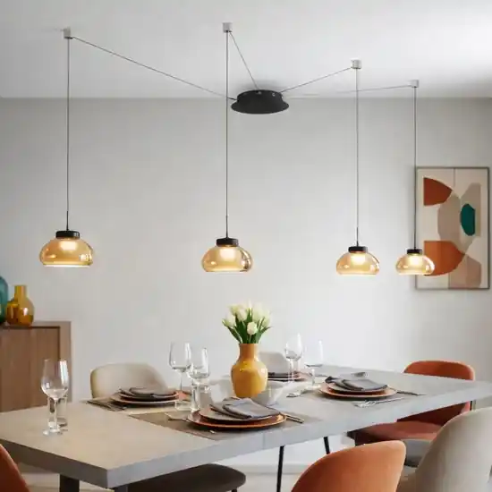 Prezzo Di Fabbrica Lampadario a sospensioni arabella ambra fabas luce per soggiorno 32w 3000k