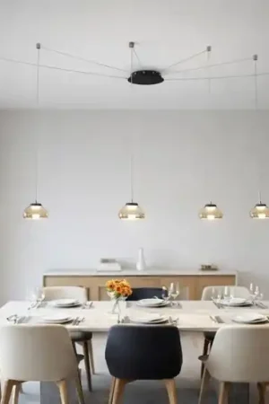 Bestseller Lampadario con sospensioni decentrate vetri ambra fabas arabella 48w 3000k