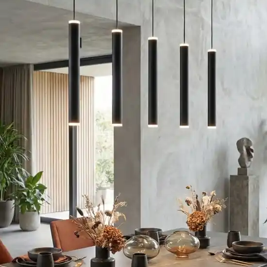 Promo Stagionale Lampadario cilindri a sospensione nero prado fabas luce