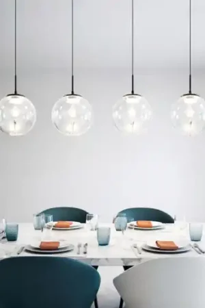Lampadario 4 sfere a sospensione in vetro per tavolo sala da pranzo 28w 4000k Compra Adesso