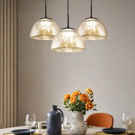 Lampadario fabas luce lucille vetri cognac per soggiorno moderno Offerta Speciale