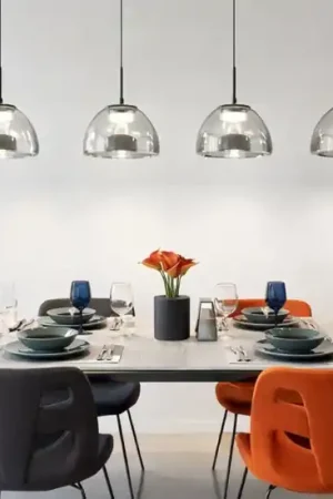 Lampadario 4 vetri a sospensione fume fabas luce lucille 28w 4000k Pagamento Sicuro