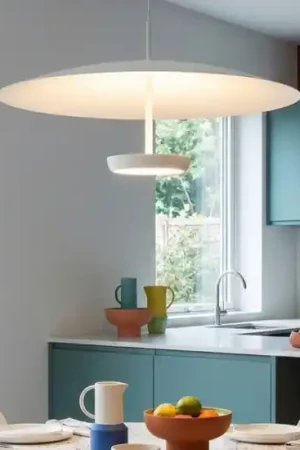 Lampadario design bianco yuko fabas luce per tavolo sala da pranzo 40w 3000k Ultimissimo Modello