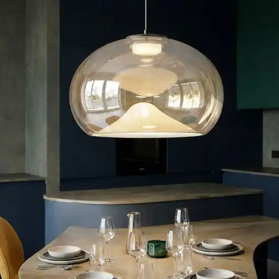 Ultima Occasione Brena cognac fabas luce lampadario led in vetro per sala da pranzo