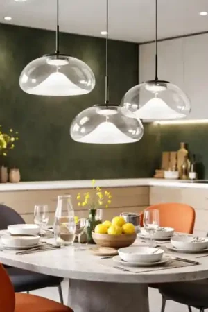 Prezzo Ridotto Lampadario moderno 3 pendenti in vetro trasparente fabas luce brena 30w 4000k