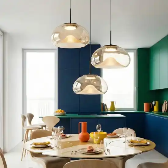 Saldi Lampadario moderno 3 vetri pendenti cognac fabas luce brena 30w 4000k