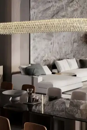 Lampadario ovale di vetro cristallo trasparente per tavolo soggiorno 82w 3000k Reso Gratuito