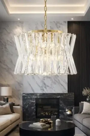 Lampadario design oro satinato rotondo con cristalli elegante Soddisfatti O Rimborsati