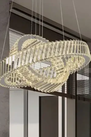 Scelto Dai Clienti Lampadario doppio anello di cristalli trasparenti per soggiorno 80w 3000k