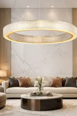 Lampadario anello oro effetto cristallo led 70w 3000k per salotto Quantità Limitata