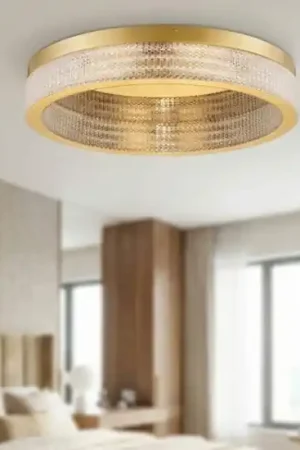 Plafoniera per camera da letto anello elegante oro effetto cristallo led 70w 3000k Offerta Lampo