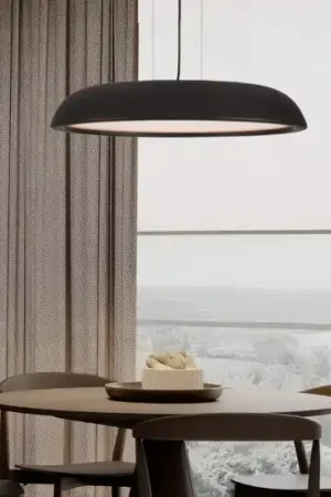 Lampadario disco nero a sospensione led 44w 3000k per sala da pranzo Prezzo Ridotto