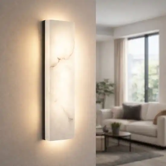 Applique da parete pietra effetto alabastro bianco led 7w 3000k Consegna Rapida