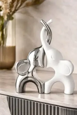 Coppia di elefantini bianco argento soprammobile bongelli preziosi Professionale