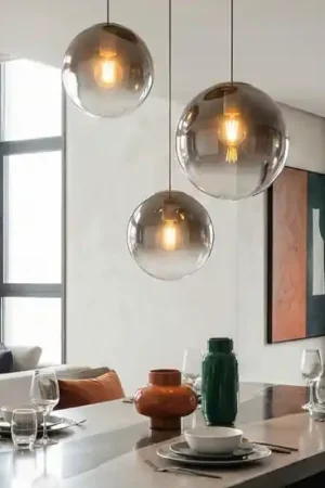 Lampadario struttura oro 3 sfere di vetro bronzo per soggiorno Consegna Rapida