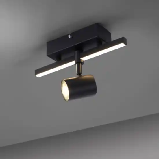 Plafoniera nera con faretto orientabile doppia luce led 3000k Ordina Subito