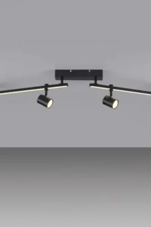 Promozione Plafoniera nera a doppia luce con 4 faretti led 3000k orientabili