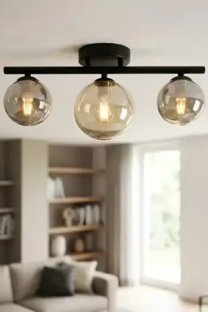 Miglior Prezzo Plafoniera con sfere di vetro fume ambra per cucina moderna