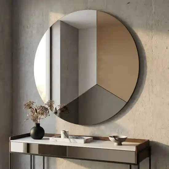Soddisfatti O Rimborsati Specchio da parete 80cm rotondo moderno vetro chiaro-bronzo-fume