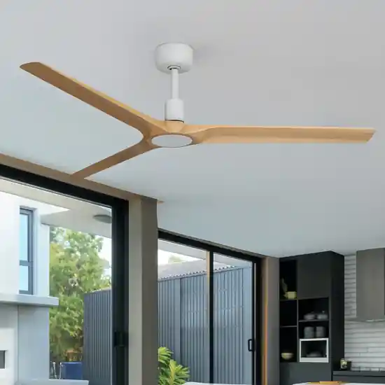 Ventilatore da soffitto ambienti 28mq bianco pale legno motore dc app tuya Consegna Rapida