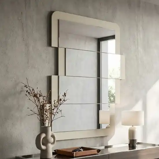 Saldi Specchio da parete zig zag avorio design moderno 63x82