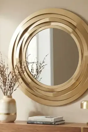 Di Tendenza Specchio rotondo da parete design moderno metallo oro 90cm