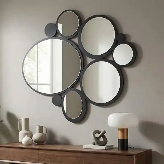 Prezzo Scontato Grande specchio da parete nero cerchi 90x79 design moderno