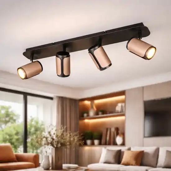 Nuova Collezione Plafoniera con 4 faretti nero caffe luci orientabili